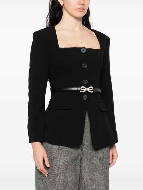 Self-Portrait bow-embellished belted jacket - Black - zdjęcie produktu nr 2