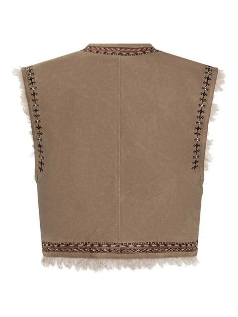 MARANT ÉTOILE Clemencia embroidered shearling vest - Neutrals - zdjęcie produktu nr 1