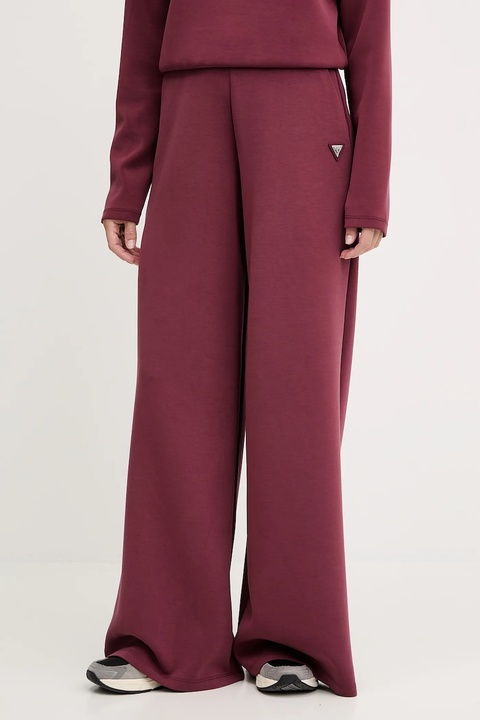 Guess spodnie OLYMPE damskie kolor bordowy gładkie V4YB07 KCAY2 - zdjęcie produktu nr 1