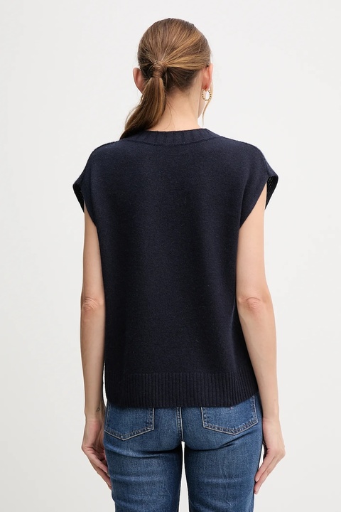 United Colors of Benetton kamizelka z dodatkiem wełny damski kolor granatowy 126WD4033 - zdjęcie produktu nr 2