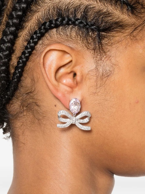Self-Portrait crystal-bow earrings - Silver - zdjęcie produktu nr 2