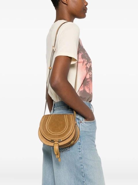 Chloé Marcie saddle suede crossbody bag - Neutrals - zdjęcie produktu nr 2