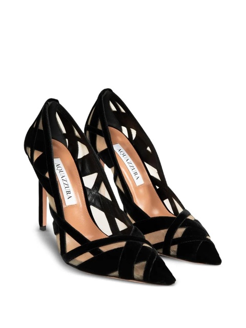Aquazzura 105mm velvet-mesh pumps - Black - zdjęcie produktu nr 2