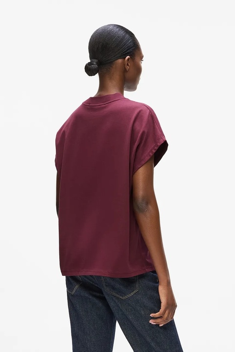 Karl Lagerfeld t-shirt bawełniany damski kolor bordowy A4W17039 - zdjęcie produktu nr 1