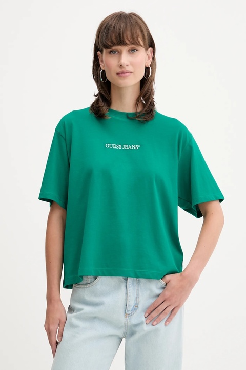 Guess Jeans t-shirt bawełniany damski kolor zielony W5RI42 K8HM0 - zdjęcie produktu nr 1