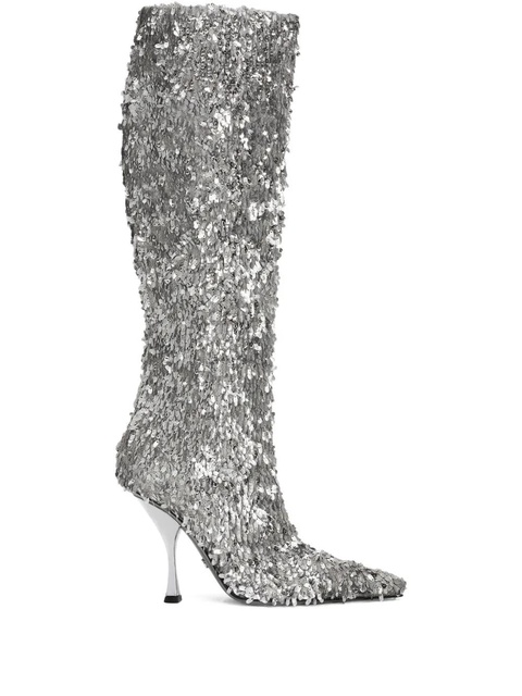 Dolce & Gabbana 105mm sequin-embellished boots - Silver - zdjęcie produktu nr 1