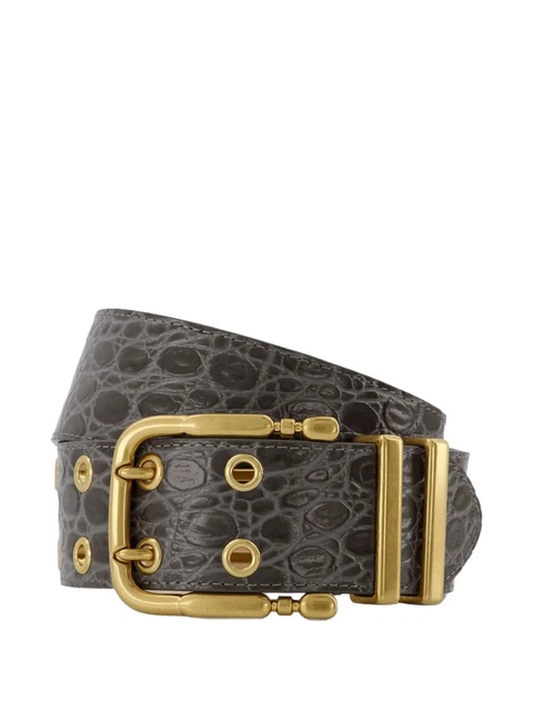 BY FAR Duo croc-embossed buckle belt - Grey - zdjęcie produktu nr 1