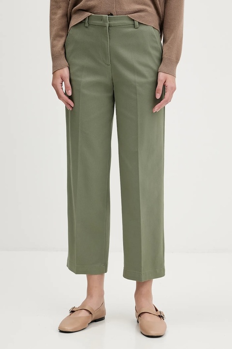 Sisley spodnie damskie kolor zielony proste high waist 4K2ZLF03V - zdjęcie produktu nr 1