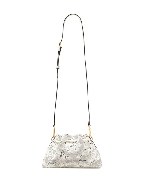Jimmy Choo small Cinch perforated-lace drawstring shoulder bag - White - zdjęcie produktu nr 2