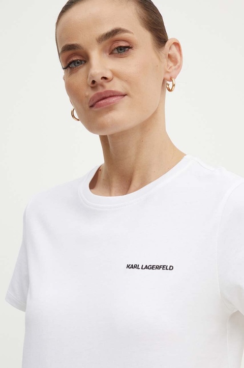 Karl Lagerfeld t-shirt bawełniany damski kolor biały 245W1714 - zdjęcie produktu nr 2