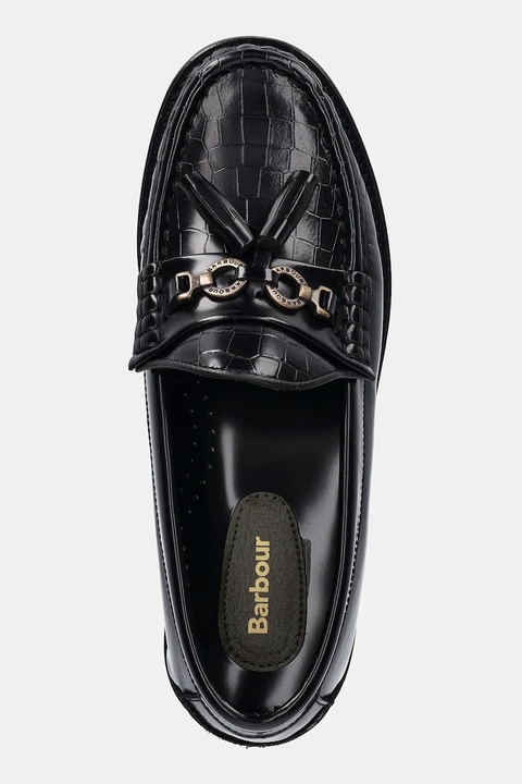 Barbour mokasyny skórzane Jen damskie kolor czarny na płaskim obcasie LFO0784BK91 - zdjęcie produktu nr 2