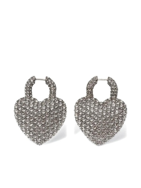 Balenciaga Minnie XL heart-shaped crystal-embellished earrings - Silver - zdjęcie produktu nr 2