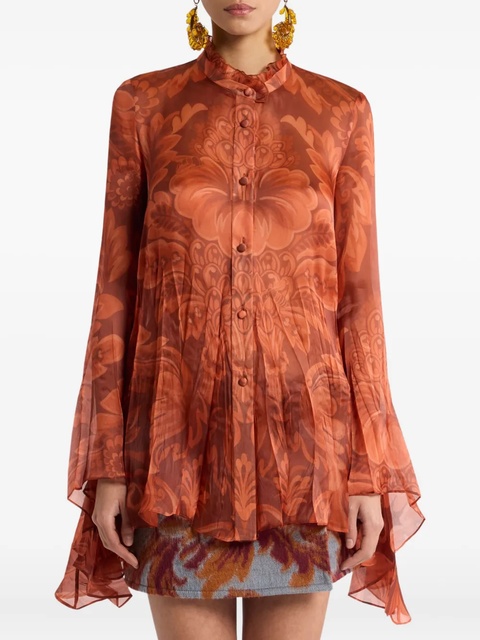 ETRO pleated floral-print shirt - Red - zdjęcie produktu nr 1