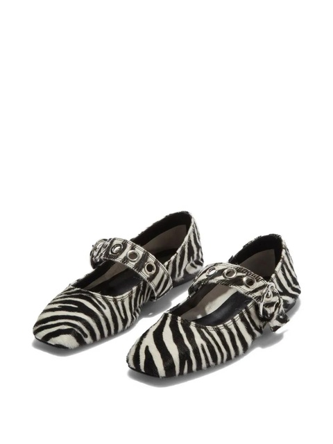 Aeyde Uma zebra-pattern ballet flats - Black - zdjęcie produktu nr 2