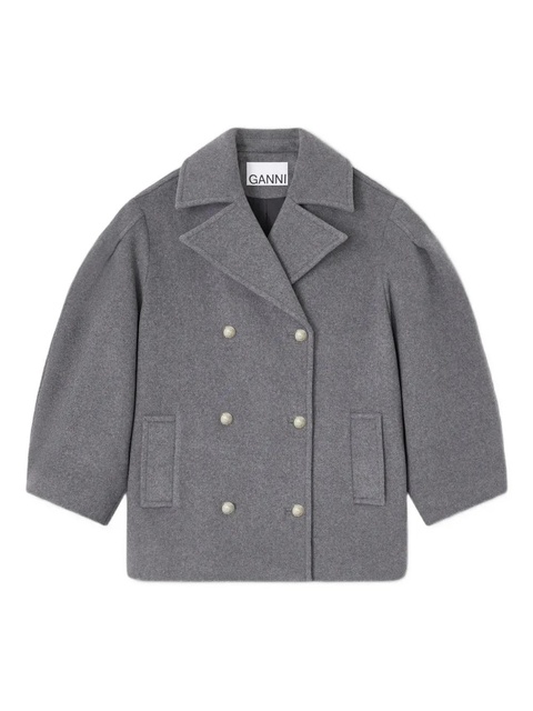 GANNI balloon-sleeves double-breasted coat - Grey - zdjęcie produktu nr 1