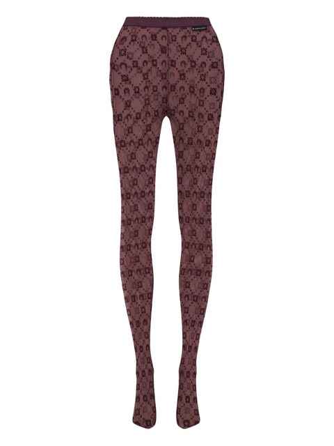 Marine Serre moonogram mesh flock tights - Red - zdjęcie produktu nr 2