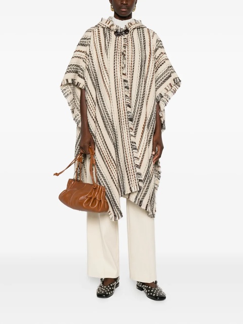 MARANT ÉTOILE striped fringed hooded coat - Neutrals - zdjęcie produktu nr 2