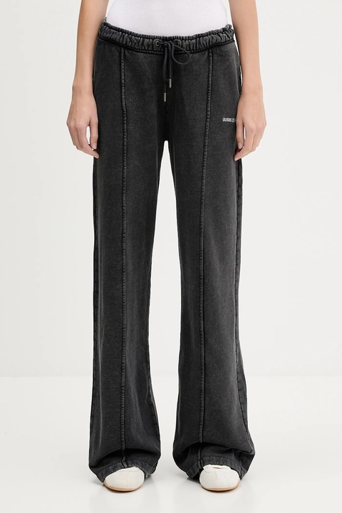 Guess Jeans spodnie dresowe bawełniane damskie kolor szary gładkie W5BB57 KCPR1 - zdjęcie produktu nr 1