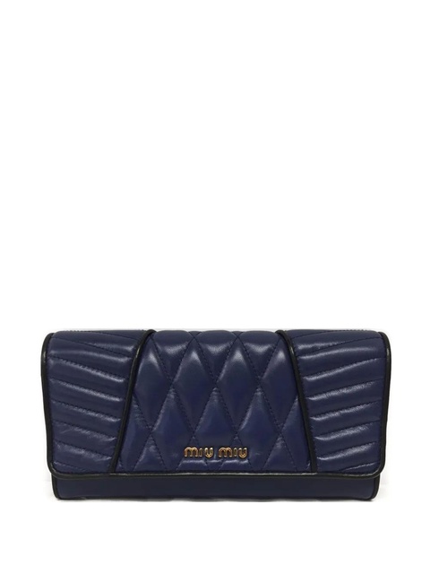 Miu Miu quilted leather wallet - Blue - zdjęcie produktu nr 1