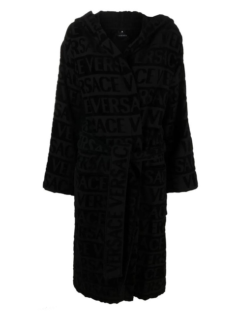 Versace logo towelling belted robe - Black - zdjęcie produktu nr 2