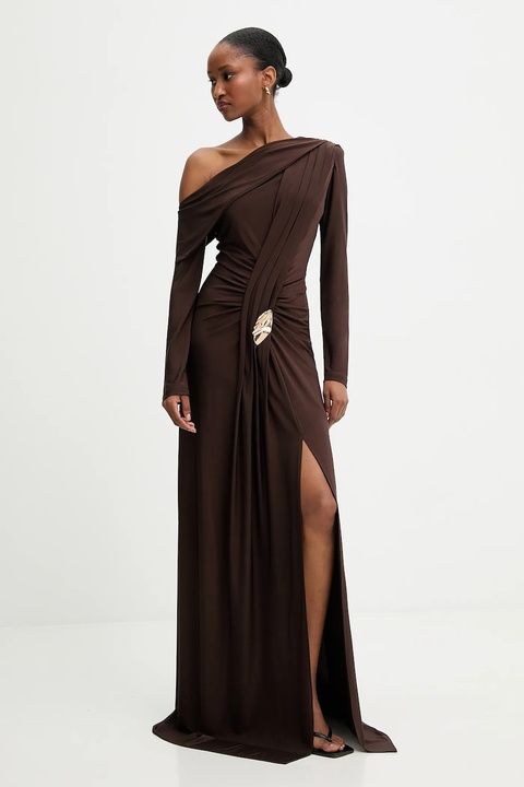 Answear.LAB sukienka kolor brązowy maxi dopasowana - zdjęcie produktu nr 2