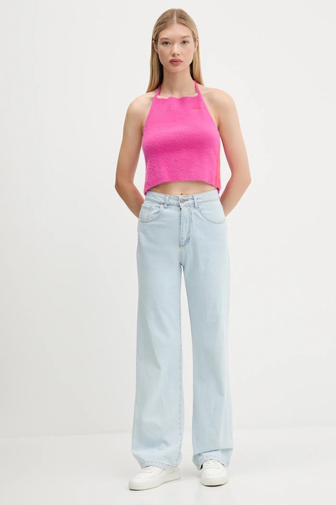 adidas Originals top Fluffy Halter kolor fioletowy odkryte plecy JW6002 - zdjęcie produktu nr 2