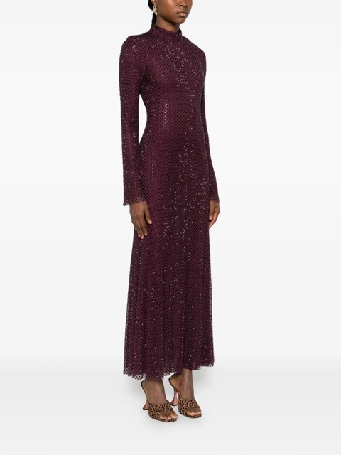 Self-Portrait rhinestone-embellished mesh midi dress - Red - zdjęcie produktu nr 2