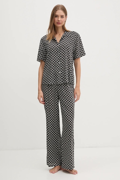 Karl Lagerfeld spodnie damskie kolor czarny szerokie high waist A1W46045 - zdjęcie produktu nr 2