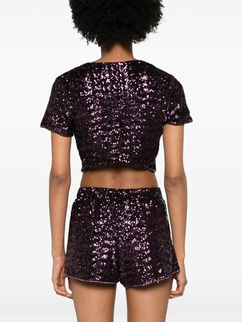 Oséree sequinned cropped cardigan - Purple - zdjęcie produktu nr 2
