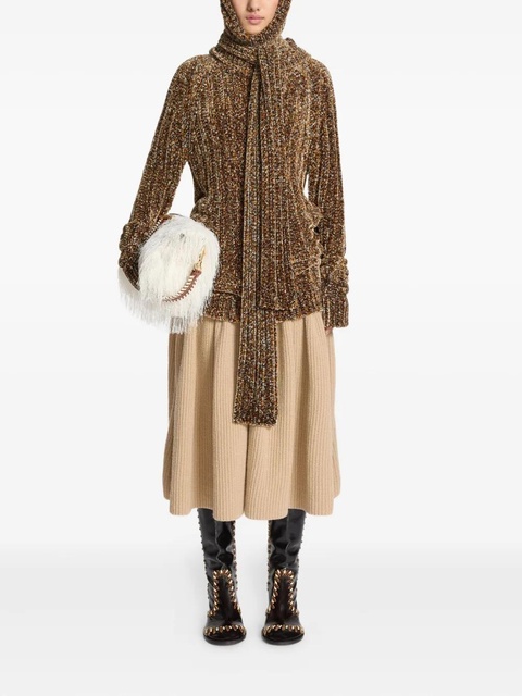DRIES VAN NOTEN ribbed hooded scarf - Brown - zdjęcie produktu nr 2