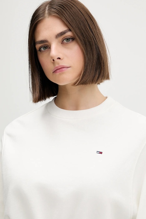 Tommy Jeans bluza bawełniana damska kolor biały gładka DW0DW21831 - zdjęcie produktu nr 2