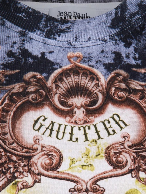 Jean Paul Gaultier baroque-print ribbed T-shirt - Blue - zdjęcie produktu nr 1