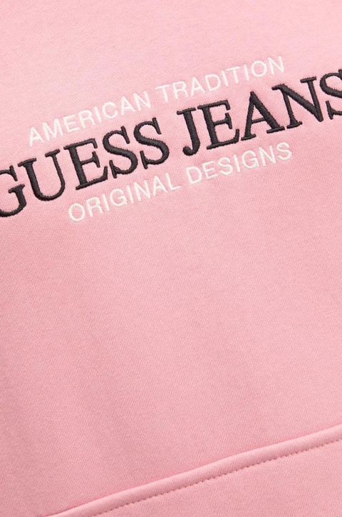 Guess Jeans bluza damska kolor różowy z kapturem W4YQ15 KC811 - zdjęcie produktu nr 2
