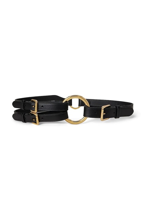 Lauren Ralph Lauren pasek skórzany damski kolor czarny 412908273 - zdjęcie produktu nr 1
