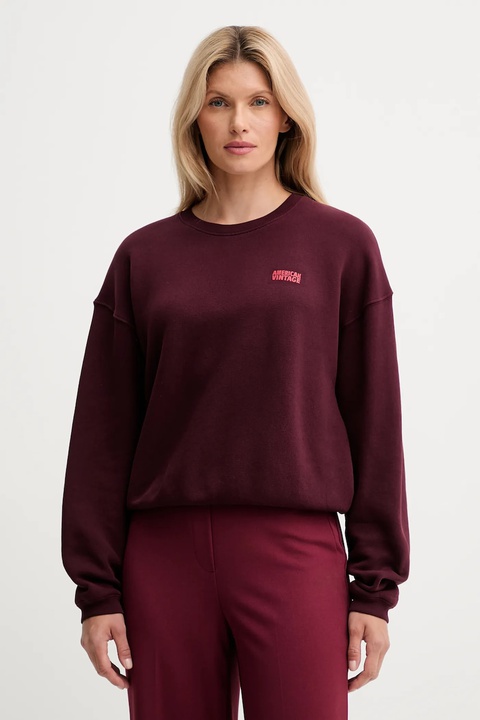 American Vintage bluza damska kolor bordowy z nadrukiem IZU03A - zdjęcie produktu nr 1
