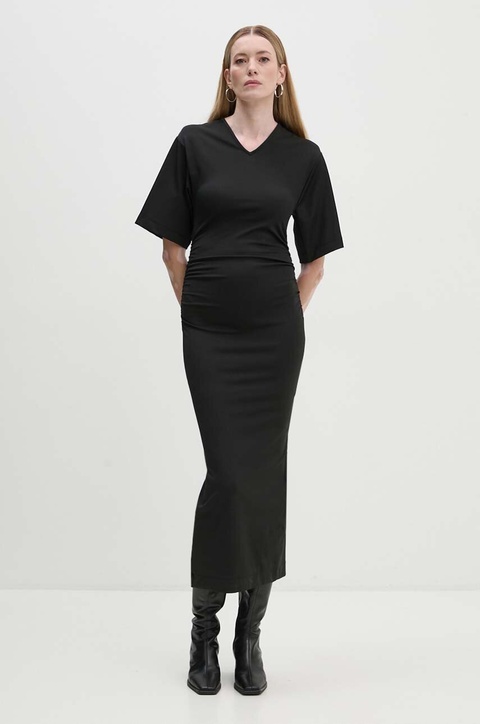Day Birger et Mikkelsen sukienka Margaret - Modern Interlock kolor czarny maxi dopasowana DAY65243428 - zdjęcie produktu nr 1