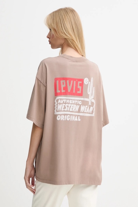 Levi's t-shirt bawełniany damski kolor brązowy 000G4 - zdjęcie produktu nr 1