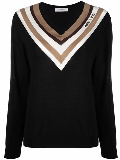 Valentino Garavani chevron stripe-print jumper - Black - zdjęcie produktu nr 1