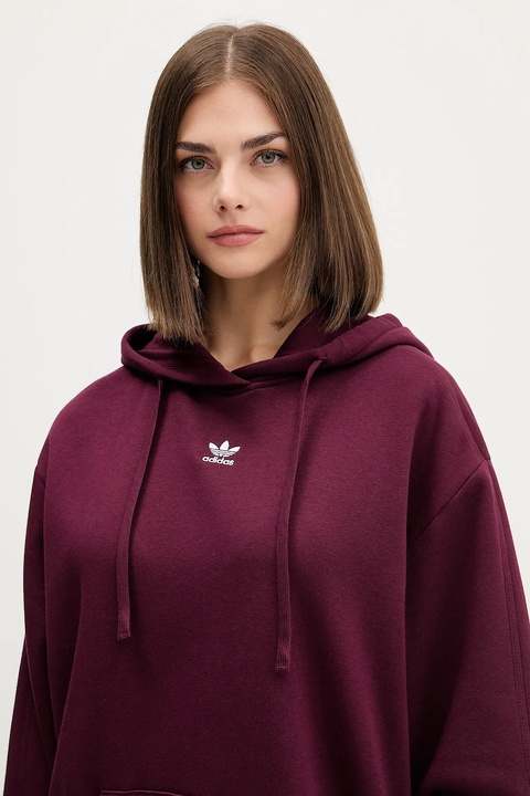 adidas Originals bluza Os Hoodie Fl damska kolor bordowy z kapturem gładka KW1900 - zdjęcie produktu nr 2