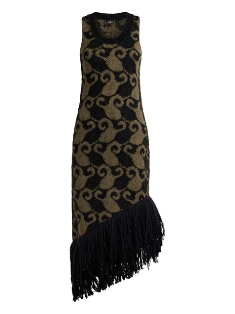 ETRO paisley jacquard fringe midi dress - Black - zdjęcie produktu nr 1