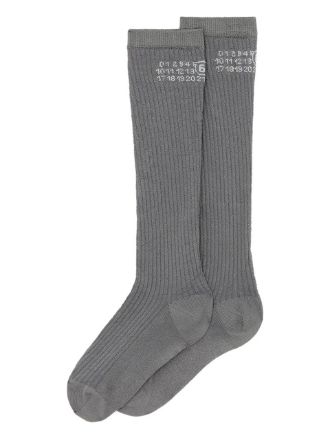 MM6 Maison Margiela ribbed number-print socks - Grey - zdjęcie produktu nr 1