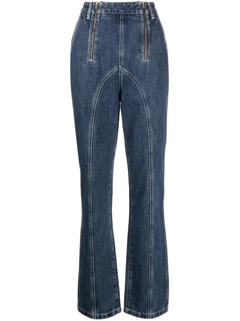 Self-Portrait zip-embellished straight-leg jeans - Blue - zdjęcie produktu nr 1