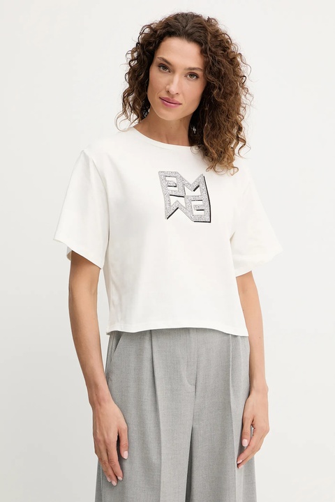 Marella t-shirt bawełniany Emme by Marella damski kolor beżowy 2525976021200 - zdjęcie produktu nr 1