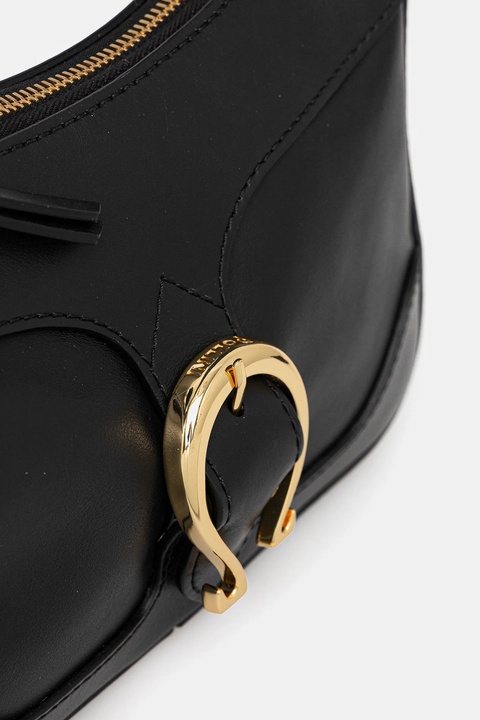 Pollini torebka skórzana kolor czarny PC4430PP0N QG1 - zdjęcie produktu nr 2