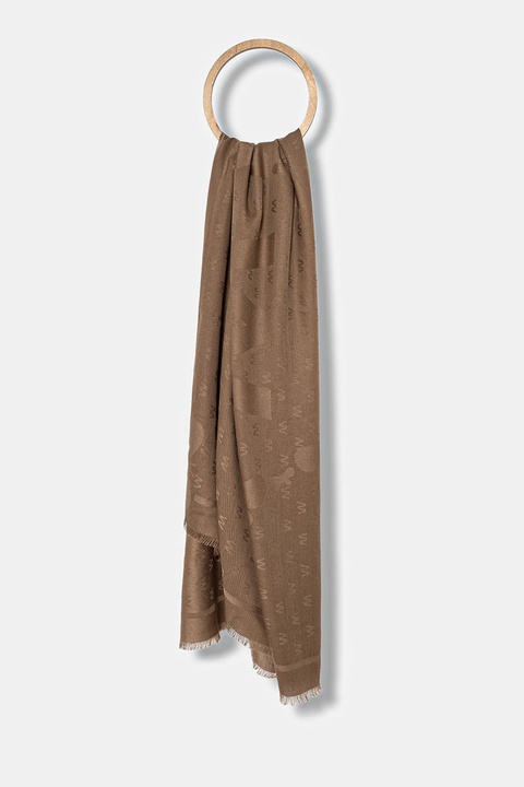 Weekend Max Mara chusta z wełną DIRE damska kolor brązowy gładka 2525546075600 - zdjęcie produktu nr 1