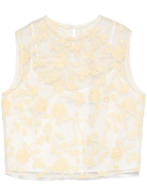 ROTATE BIRGER CHRISTENSEN flower-embroidered beaded top - Yellow - zdjęcie produktu nr 1