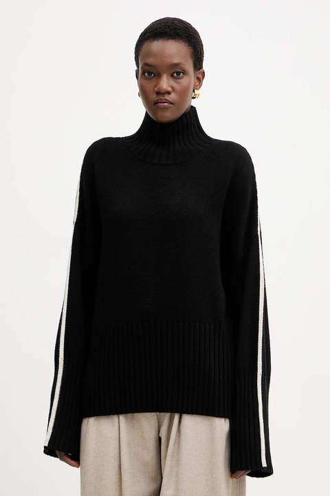 Pinko sweter wełniany damski kolor czarny lekki z golfem 105396 A2PL - zdjęcie produktu nr 1
