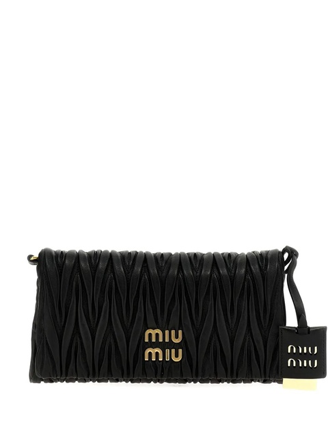 Miu Miu logo-lettering clutch bag - Black - zdjęcie produktu nr 1