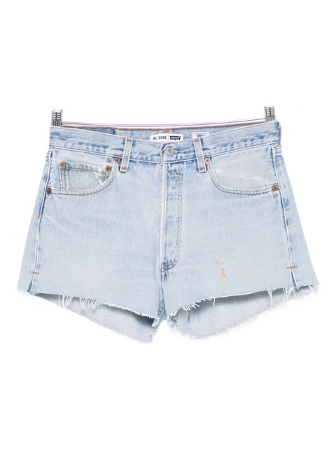 RE/DONE frayed-edges denim shorts - Blue - zdjęcie produktu nr 1