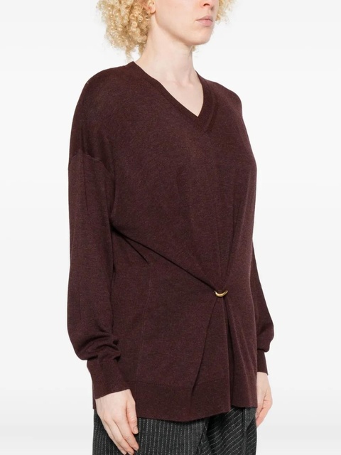 ISABEL MARANT Chiraz V-neck ring-detail sweater - Red - zdjęcie produktu nr 2